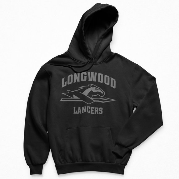 NEW Longwood Lancers Arch Over Tonal Big Logo Fleece Pullover Hoodie BLACKOUT